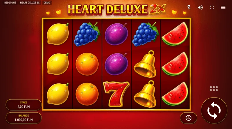 Heart Deluxe 2x - spelskärm med 5x3 hjul